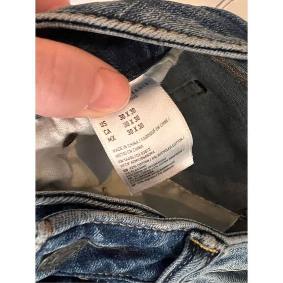 American Eagle Men's 30x30 Airflex Jeans Stretch Slim Slashed Distressed Grunge - Picture 10 of 12